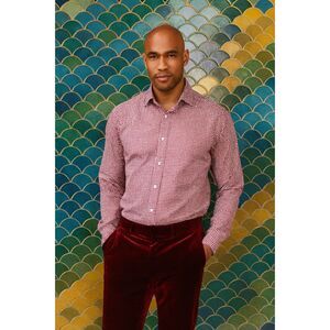 MR TURK Purple Houndstooth Long Sleeve Button Up Shirt   Men’s Size Medium